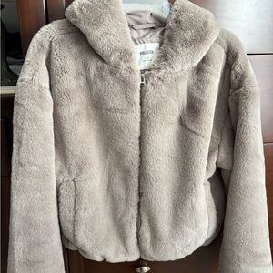 Hollister Plush Fur Jacket in Brown